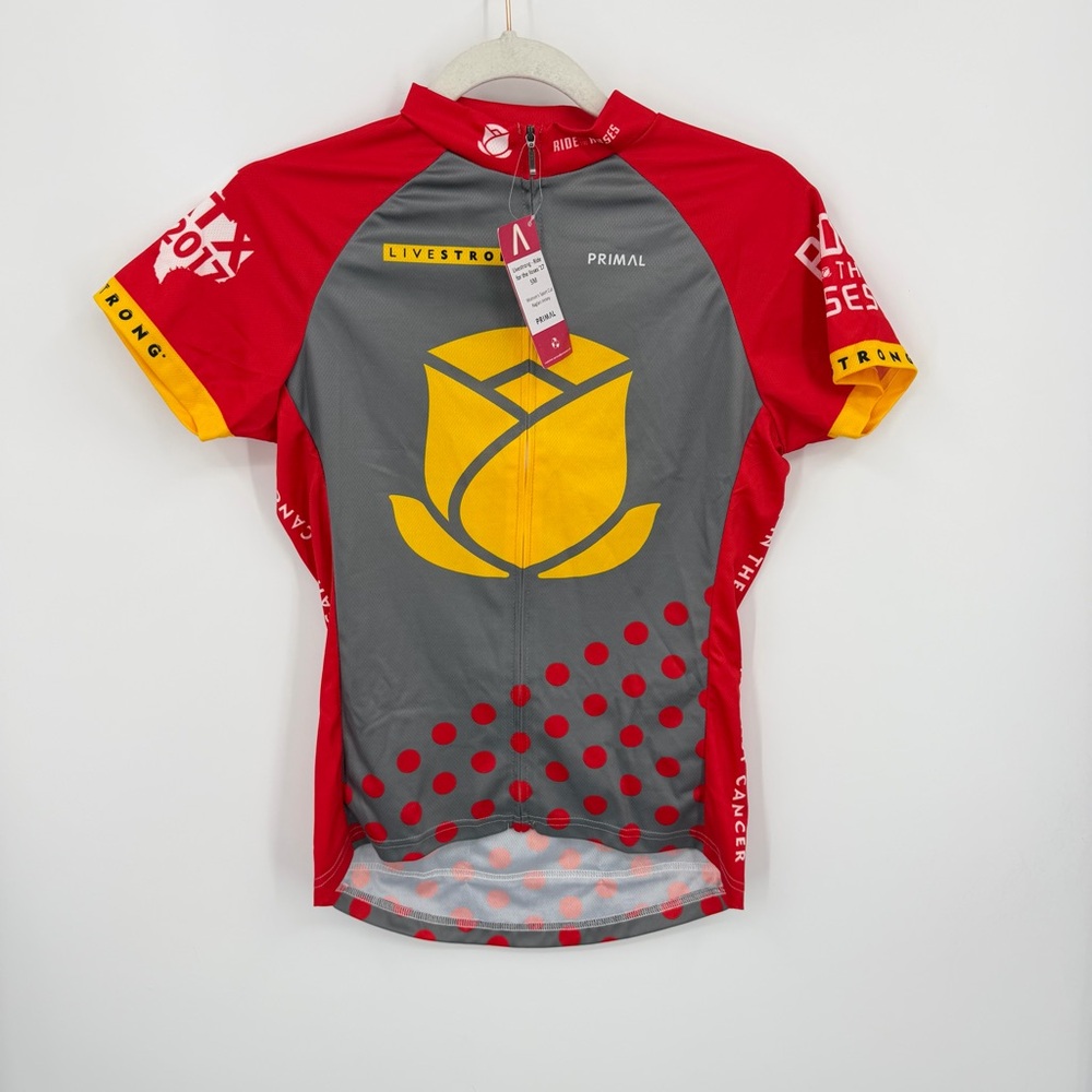 Primal LIVESTRONG 2017‎ Ride for the Roses full-zip cycling jersey red sz S